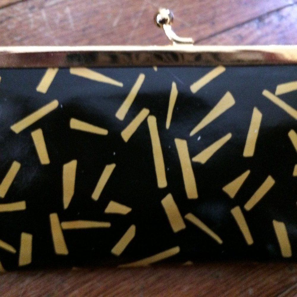 Vintage Sachs Fifth Avenue Black/gold Vinyl -Purse